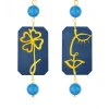 Lebole Maison Orecchini Viso E Quadrifoglio Mini Azzurro
