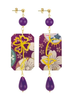 Lebole Maison Orecchini Viso E Quadrifoglio Viola