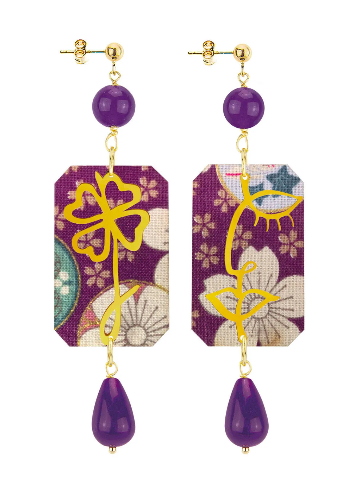Lebole Maison Orecchini Viso E Quadrifoglio Viola