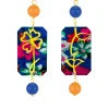 Lebole Maison Orecchini Viso E Quadrifoglio Fiori Mini Blu E Arancione