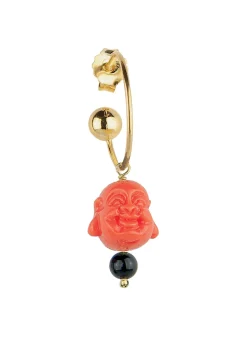 Lebole Maison Orecchino Hoop Buddha Rosso Nero