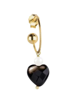 Lebole Maison Orecchino Hoop Cuore Nero Perla
