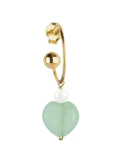 Lebole Maison Orecchino Hoop Cuore Verde Giada Perla