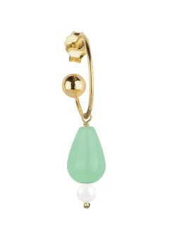Lebole Maison Orecchino Hoop Goccia Verde Giada Perla