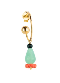 Lebole Maison Orecchino Hoop Goccia Verde Giada Fiore Corallo