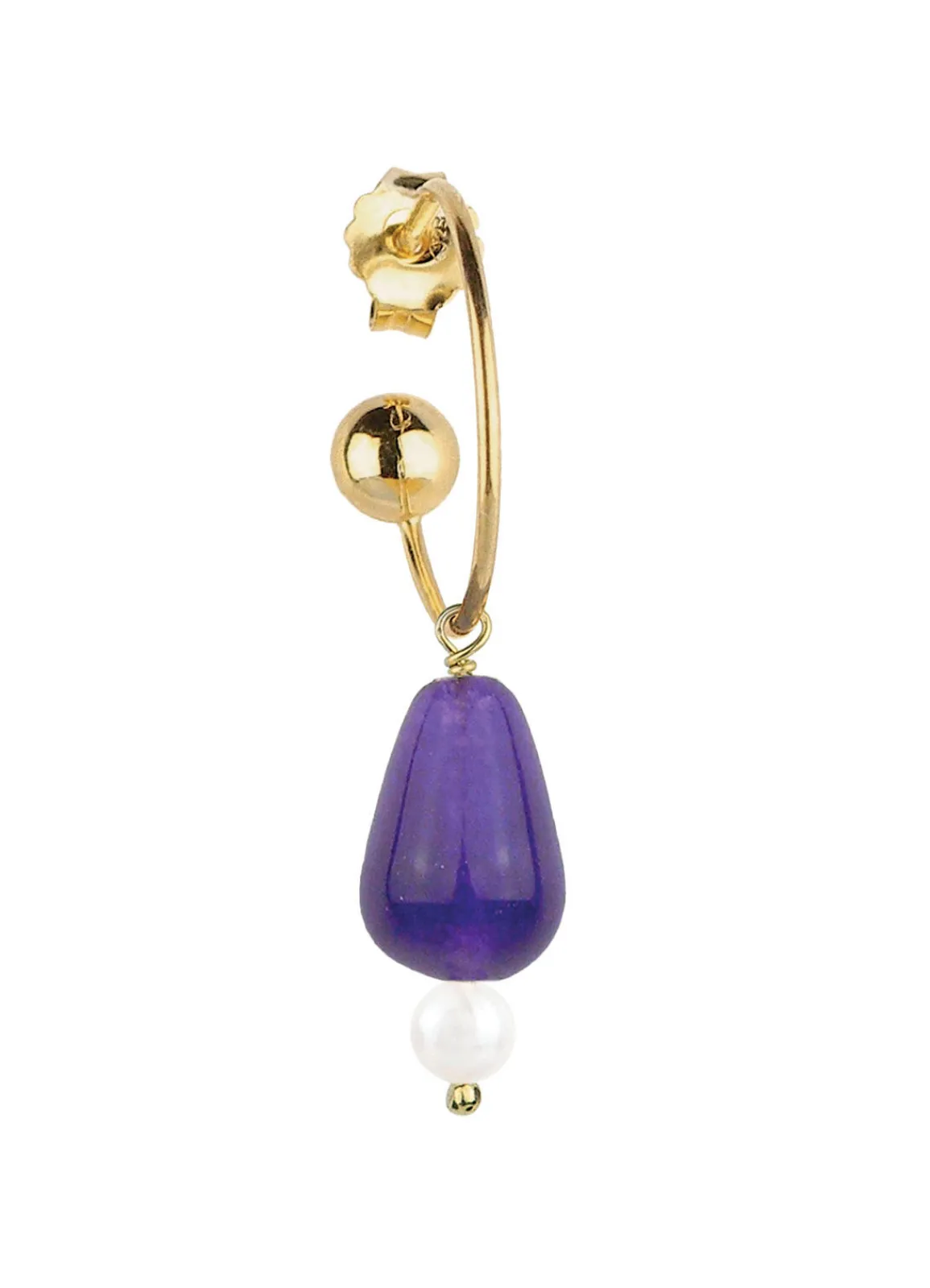 Lebole Maison Orecchino Hoop Goccia Viola Perla