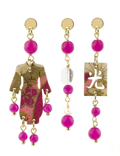 Lebole Maison Tris Orecchini Kimono Mini Fucsia