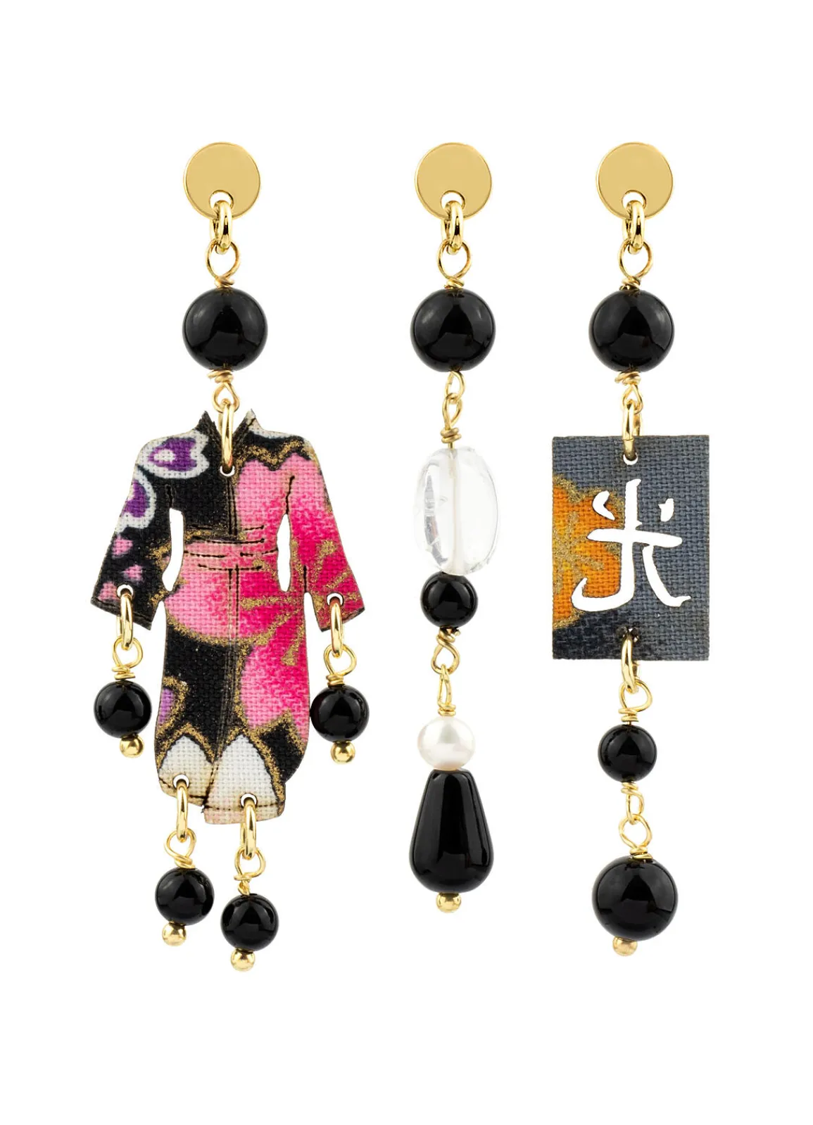 Lebole Maison Tris Orecchini Kimono Mini Nero