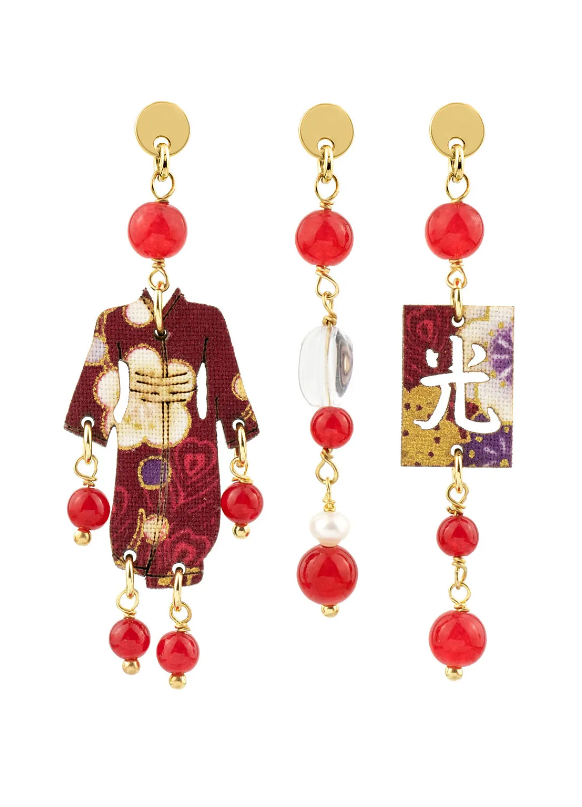 Lebole Maison Tris Orecchini Kimono Mini Rubino